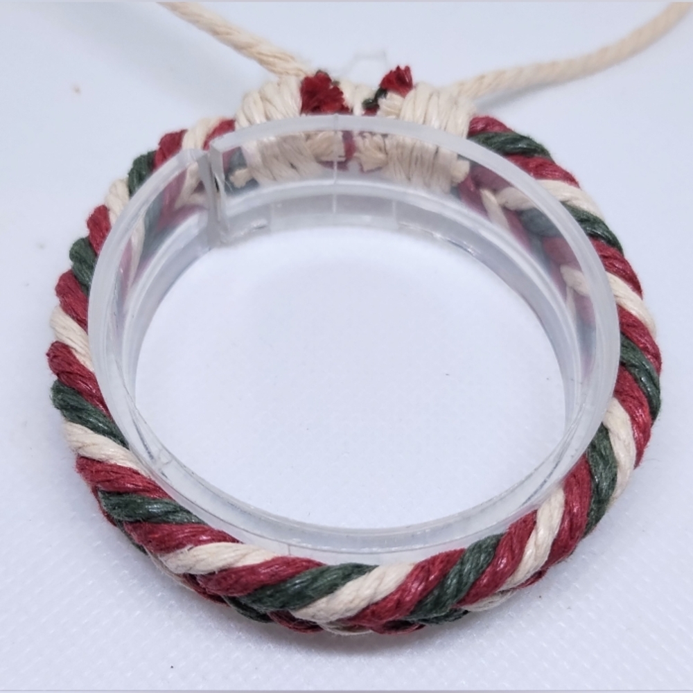 Men's Leather Bracelet Braided Red Green White New f75